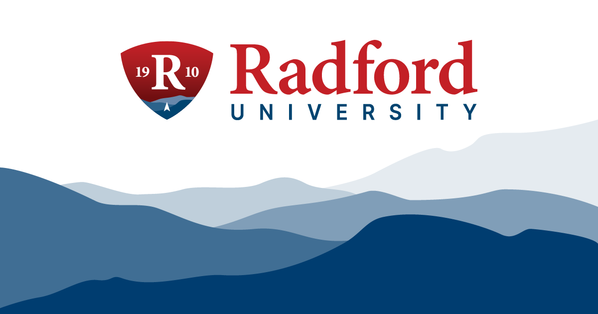 blue mountain graphic with Radford University logo