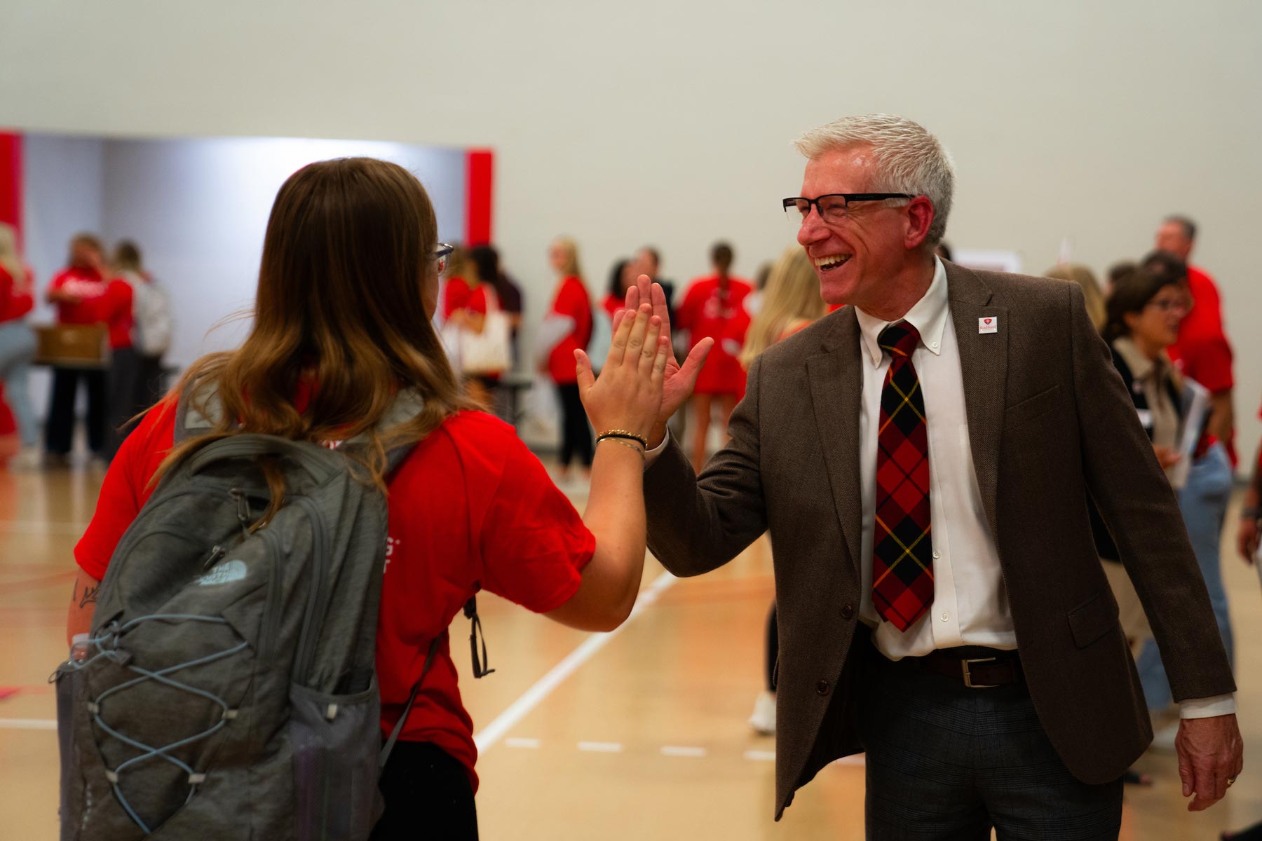 president giving high five!
