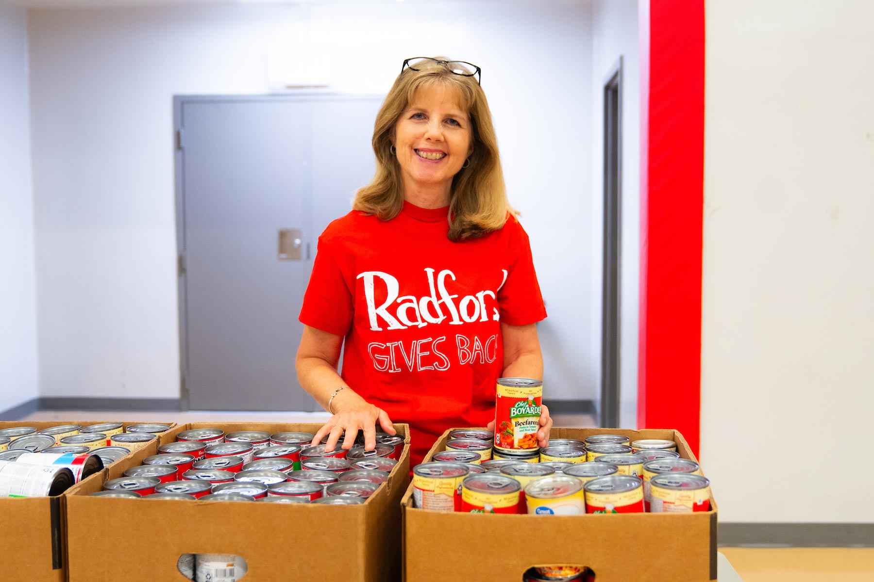 faculty member at giving back event