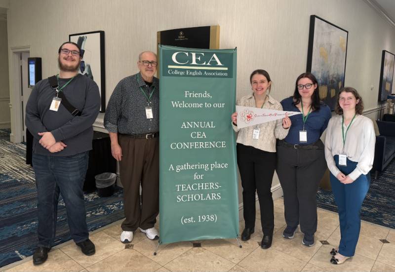 Current Radford University graduate students Iain MacFarlane, Abby Ridpath, Aspen Chase and Madison Brousseau and faculty member David Beach, Ph.D.