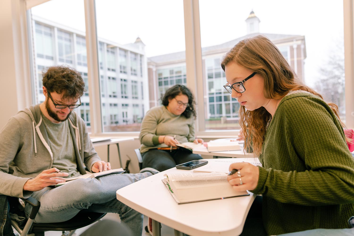 students studying in classroom