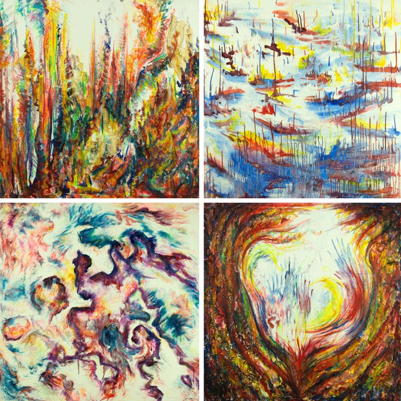Four artworks created by Professor of Philosophy Katy Shepard
