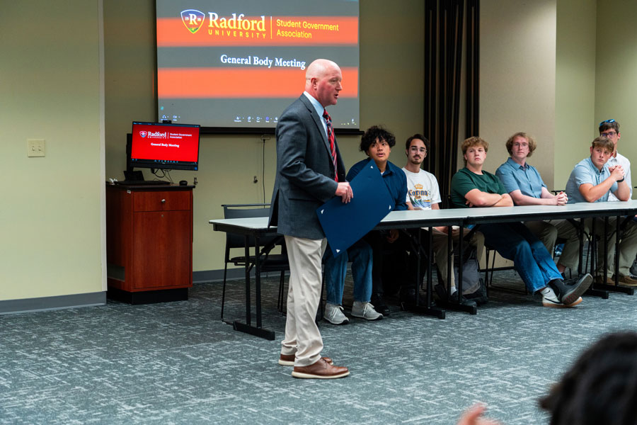 Ballard addressing the SGA