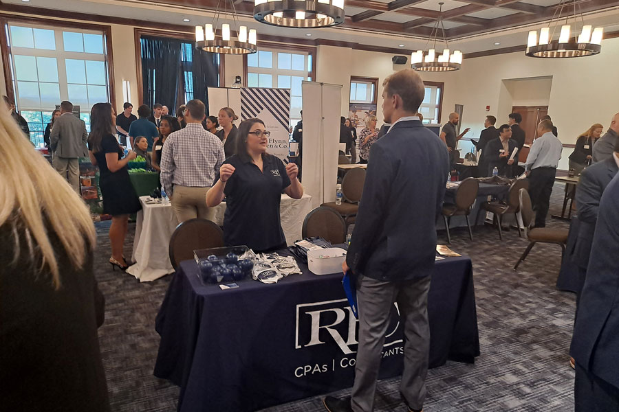 Radford business students met with prospective employers at the 2025 Firm Night event in Kyle Hall.