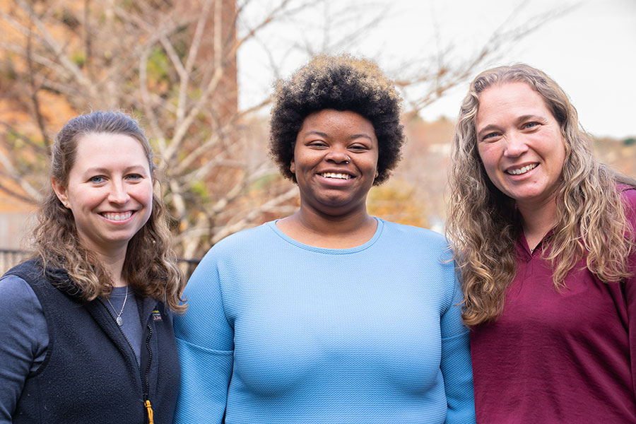 Julia Miller and faculty researchers Jennessa Steele and Michaela Clark are xplore methods that they hope will soon help improve the quality of life for individuals living with moderate to advanced dementia.