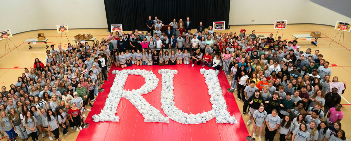 Radford Gives Back students with packed bags