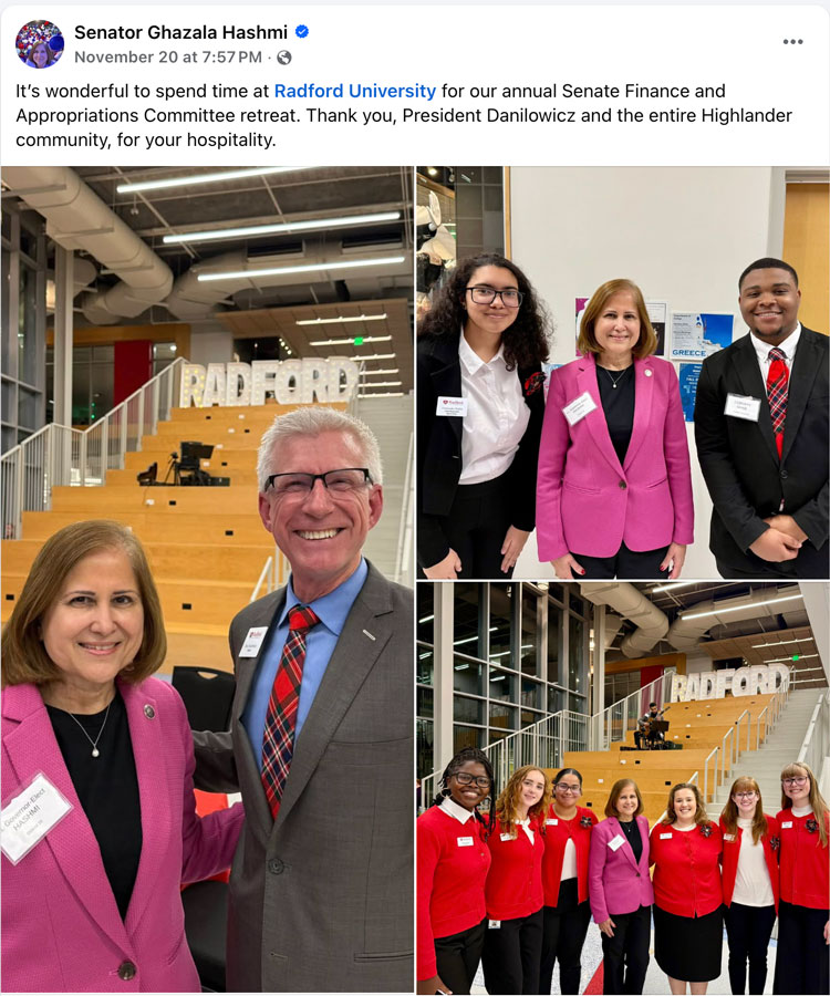 President Bret Danilowicz and Lt. Governor-elect and committee member Sen. Ghazala Hashmi