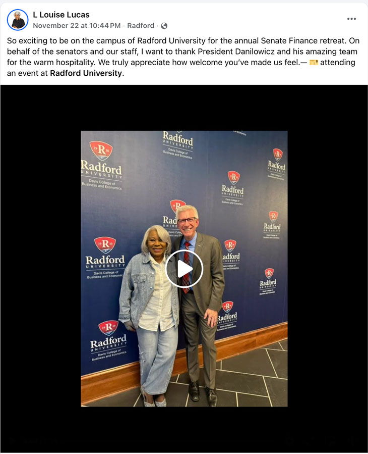 President Bret Danilowicz and Sen. Louise Lucas