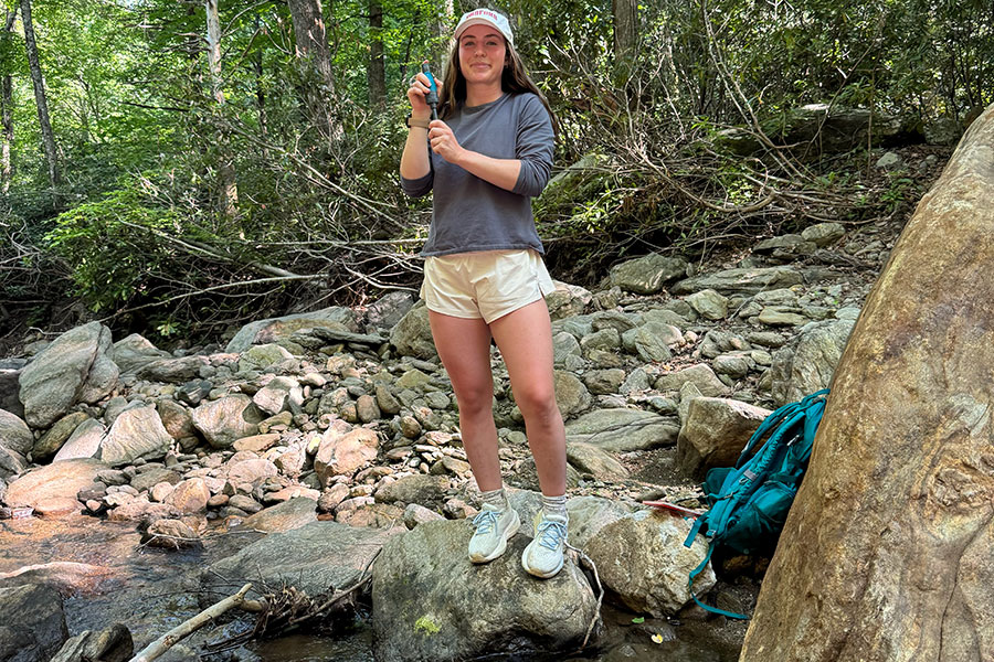 Biology major measuring, comparing Hurricane Helene’s environmental impact