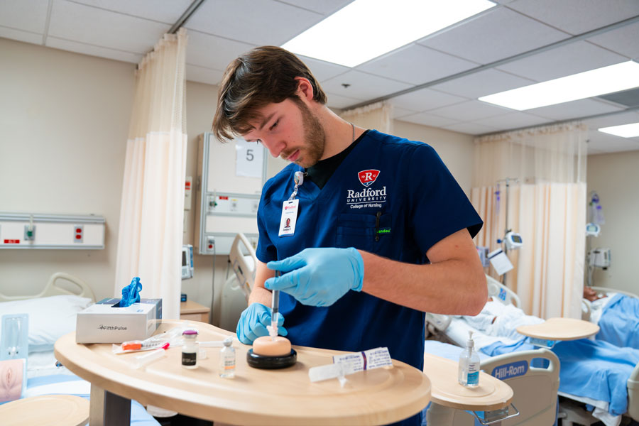 Nursing student working