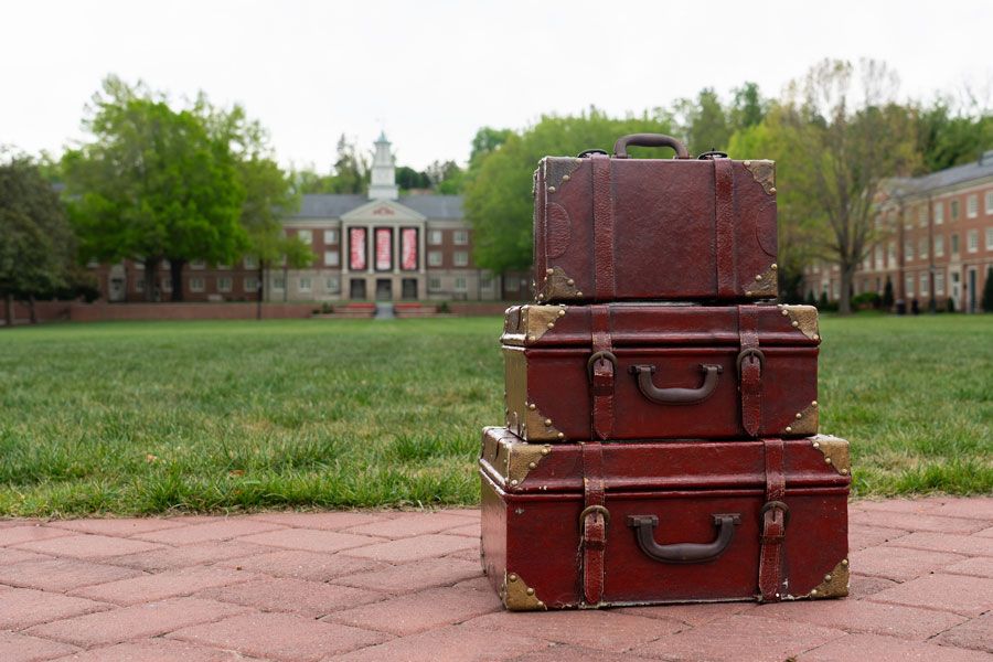suitcases on Moffett Lawn