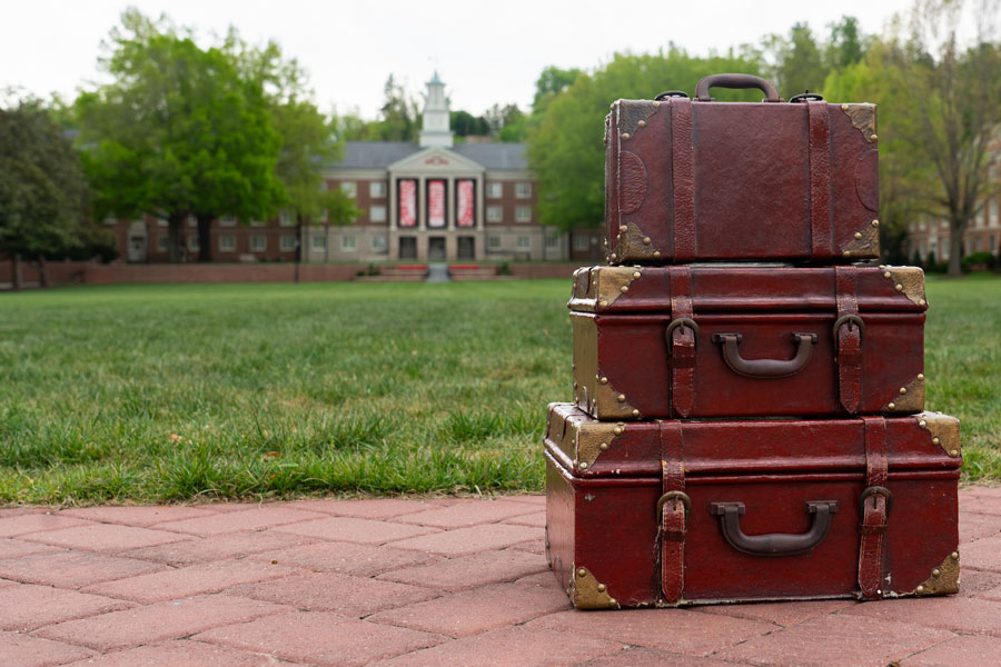 suitcases on Moffett Lawn