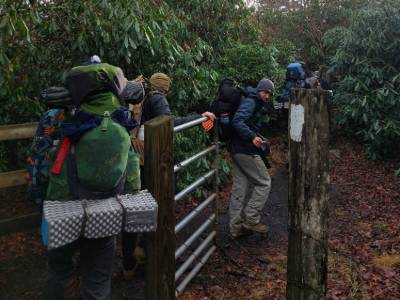 Students backpacking