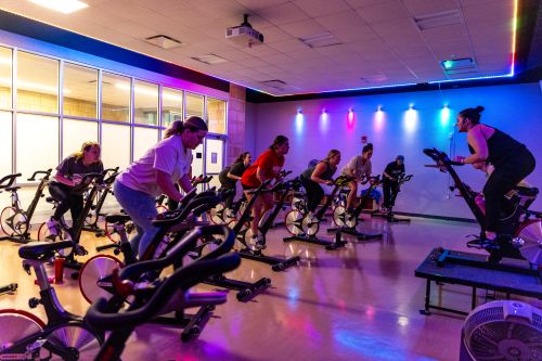 group indoor cycling class