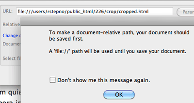 file path error message from Dreamweaver